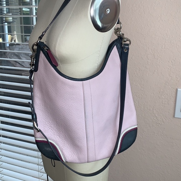 Coach Shoulder Laura Pebbeled Lilac Purple Navy 15148 - Picture 5 of 9